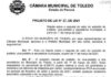 Prefeito solicita retirada de projeto sobre correção de subsídios