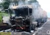 Caminhão que seguia para Toledo com barris de chopp pega fogo na PR-323