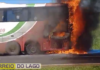 Ônibus de passageiros pega fogo em Medianeira