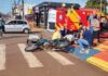 Acidente com três veículos deixa motociclista ferida em Toledo