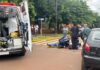 Motociclista fica ferido após colisão de moto e carro em Santa Helena
