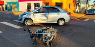 Acidente em rotatória de Nova Santa Rosa deixa homem ferido