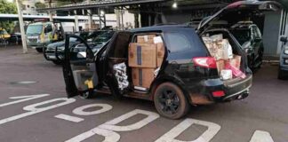 Veículo carregado com cigarros e defensivos contrabandeados é abandonado após perseguição em Toledo