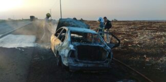 Carro é destruído por incêndio na BR-163 em Toledo