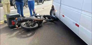 Colisão frontal deixa motociclista ferido na PR-364 entre Palotina e Terra Roxa