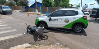 Acidente entre carro da Secretaria de Estado da Saúde e motocicleta é registrado no Jardim Bressan