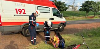 Ciclista é atropelado e mobiliza atendimento de emergência em Santa Helena.