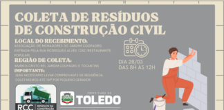 Coleta de resíduos de construção civil será realizada sábado (28) para moradores do Coopagro