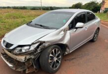 Honda e caminhão se envolvem em acidente na PR-491 em Nova Santa Rosa