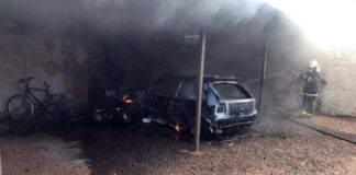 Incêndio em garagem destrói veículos em Marechal Rondon