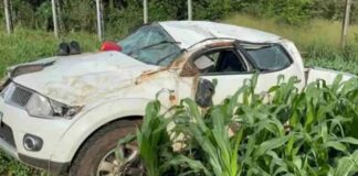 Motorista fica ferido em capotamento na BR 163 entre Toledo e Cascavel