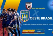 OESTE BRASIL SUB-20 JOGA FORA DE CASA CONTRA O SPORT EM CAMPO MOURÃO EM BUSCA DA REABILITAÇÃO