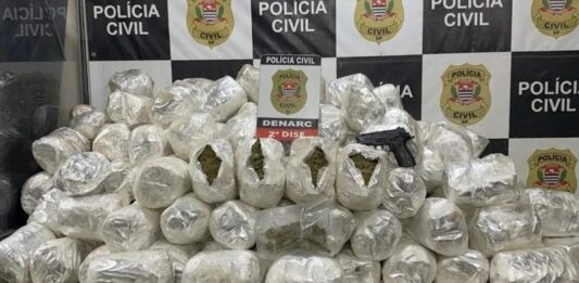 Mais de 130 quilos de maconha e 900 pacotes de cigarros são apreendidos na região