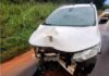 Motorista perde controle da direção e bate em placa na PR-180 em Goioerê