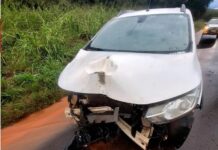 Motorista perde controle da direção e bate em placa na PR-180 em Goioerê