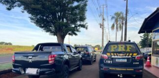 Caminhonete furtada em Toledo é recuperada após perseguição e fuga em movimento na BR-163