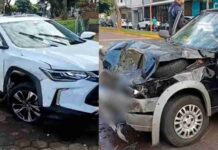 Colisão entre carros deixa criança ferida e carro atinge muro em Toledo