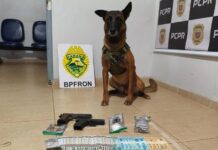 Polícia apreende drogas arma e munições durante abordagem no centro de Marechal Rondon