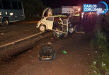Colisão entre fusca e ônibus deixa um morto entre Assis Chateaubriand e Toledo