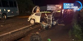 Colisão entre fusca e ônibus deixa um morto entre Assis Chateaubriand e Toledo