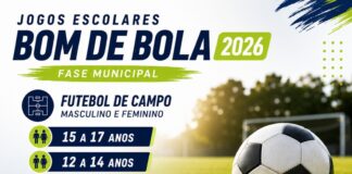 Estão abertas as inscrições para a Fase Municipal dos Jogos Escolares do PR 2026 “Bom de Bola”
