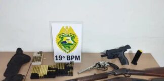 Polícia apreende cinco armas e mais de 130 munições durante ocorrência de violência doméstica