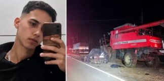 Jovem morre após colidir carro contra máquina agrícola estacionada