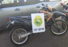 Motocicleta furtada é recuperada em Santa Helena e encaminhada à Polícia Civil