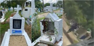 Vandalismo em túmulo é denunciado no cemitério de Entre Rios do Oeste