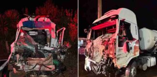 Batida entre caminhão e van deixa dois mortos e um ferido grave no Paraná