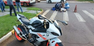 Batida entre moto e picape deixa homem com braço quebrado no Jardim La Salle, em Toledo