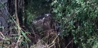 Corolla fica destruído ao cair em barranco de 15 metros na PR-182, em Toledo