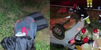 Menina de 4 anos sofre ferimentos leves após ser ejetada com cadeirinha em acidente próximo a Maringá