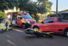 Motociclista fica ferido em acidente com picape no Jardim Paraíso, em Toledo