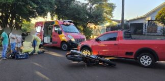 Motociclista fica ferido em acidente com picape no Jardim Paraíso, em Toledo