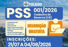 Prefeitura de Toledo abre inscrições de PSS para Saúde e Assistência Social