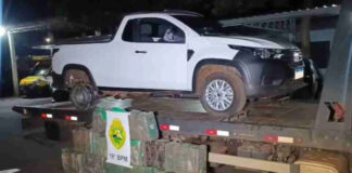 Suspeito abandona picape com 355 kg de maconha e foge após perseguição em Toledo