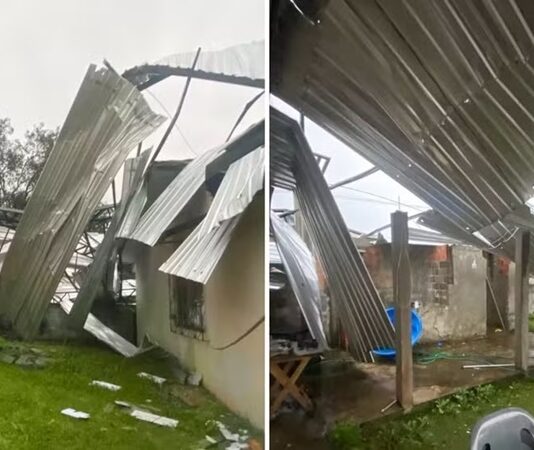 Tempestade que atingiu o RS chega ao Paraná com ventos de 80 km/h e causa estragos no estado