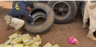 95 quilos de cocaína são encontrados escondidos nos estepes de uma carreta em rodovia da região