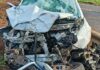 Carro sai da pista, bate em árvore e atinge caminhão na PR-182, em Toledo