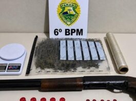Polícia apreende espingarda, munições, drogas e prende mulher suspeita de tráfico em Terra Roxa