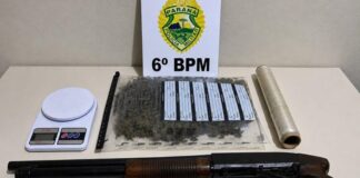 Polícia apreende espingarda, munições, drogas e prende mulher suspeita de tráfico em Terra Roxa