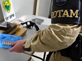 CASAL É PRESO COM MAIS DE 3 KG DE MACONHA E REVÓLVER EM TOLEDO