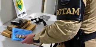 CASAL É PRESO COM MAIS DE 3 KG DE MACONHA E REVÓLVER EM TOLEDO