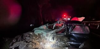 Colisão frontal entre carro e caminhonete deixa um morto e um ferido grave na BR-277 em Laranjeiras do Sul (PR)