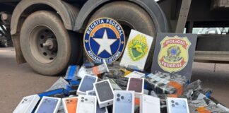 Fundo falso de caminhão escondia carga de celulares avaliada em R$ 1,5 milhão em rodovia da região