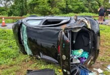 Capotamento na BR-163 deixa três pessoas gravemente feridas entre Toledo e Marechal Rondon