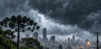 Volume de chuva pode chegar a 200 mm até domingo em cidades do Paraná