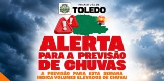 Defesa Civil de Toledo alerta para semana de chuvas intensas no Paraná